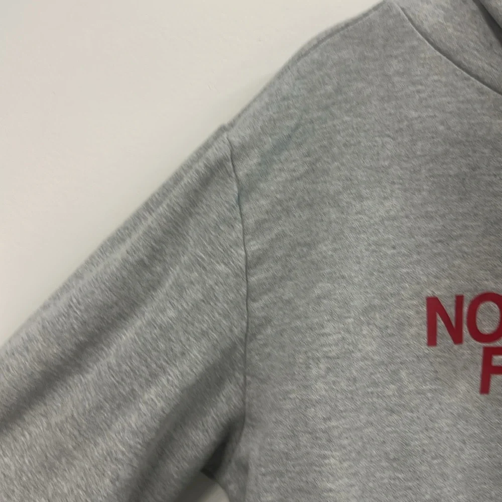 North Face gray hooded sweatshirt L